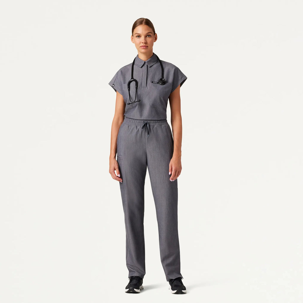 Jaanuu Scrubs Women's Payla 8-Pocket High Waisted Scrub Pant Heather Gray | scrub-supply.com