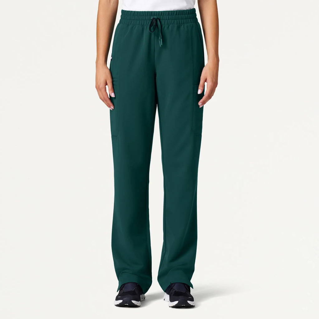 Jaanuu Scrubs Women's Payla 8-Pocket High Waisted Scrub Pant Midnight Green | scrub-supply.com