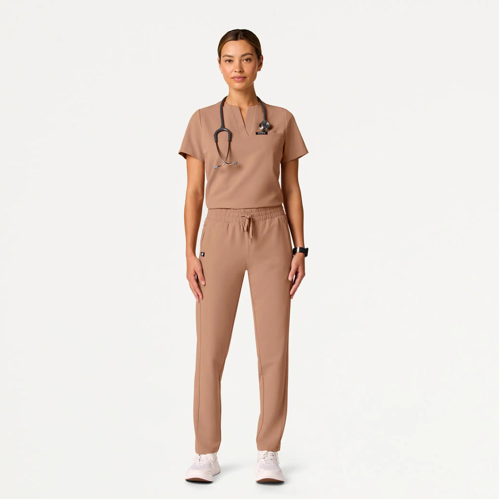 Jaanuu Scrubs Women's Effie Slim 6-Pocket Scrub Pant Clay | scrub-supply.com