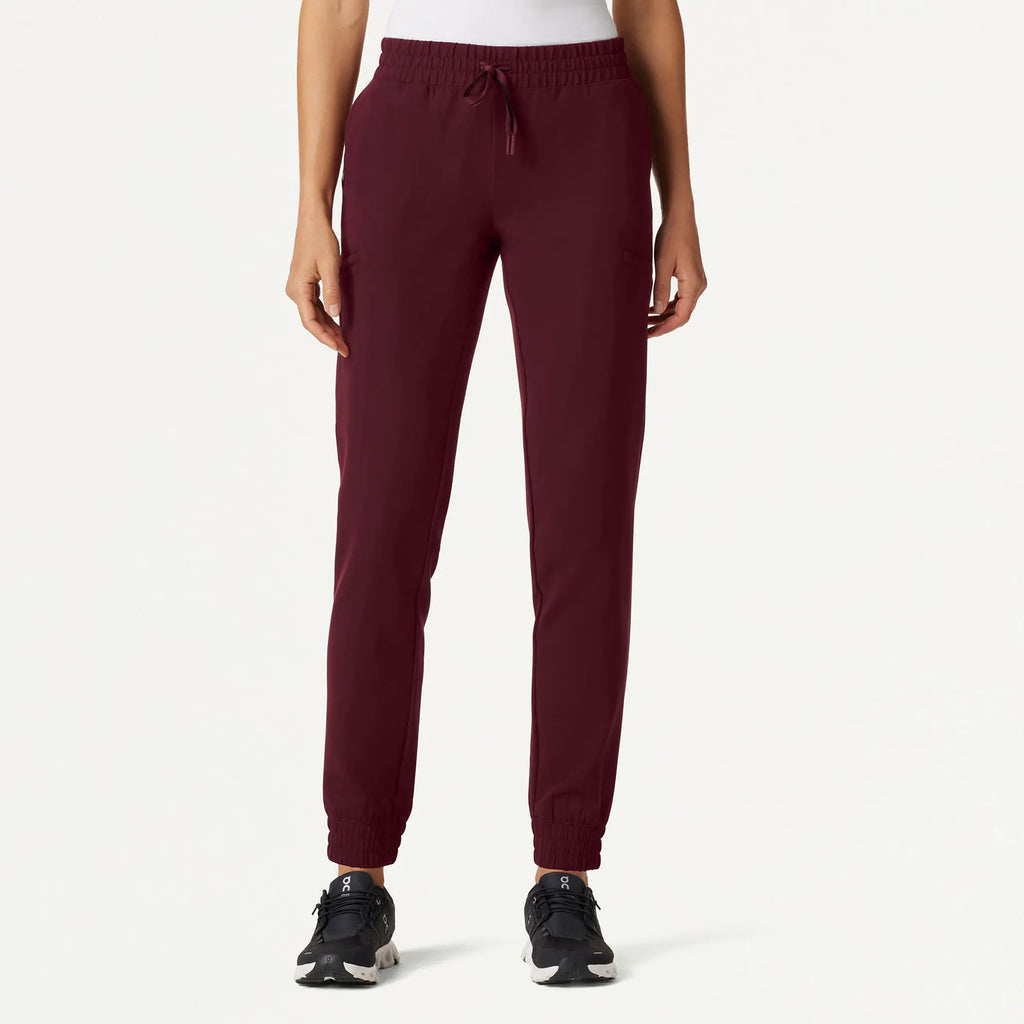 Jaanuu Scrubs Women's Jace Skinny On-the-Go Scrub Jogger Burgundy | scrub-supply.com