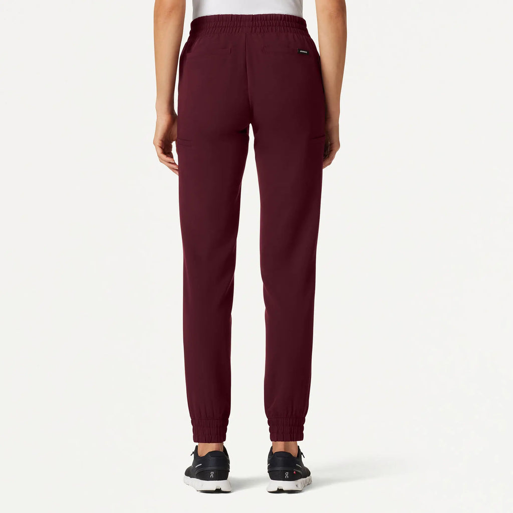 Jaanuu Scrubs Women's Jace Skinny On-the-Go Scrub Jogger Burgundy | scrub-supply.com