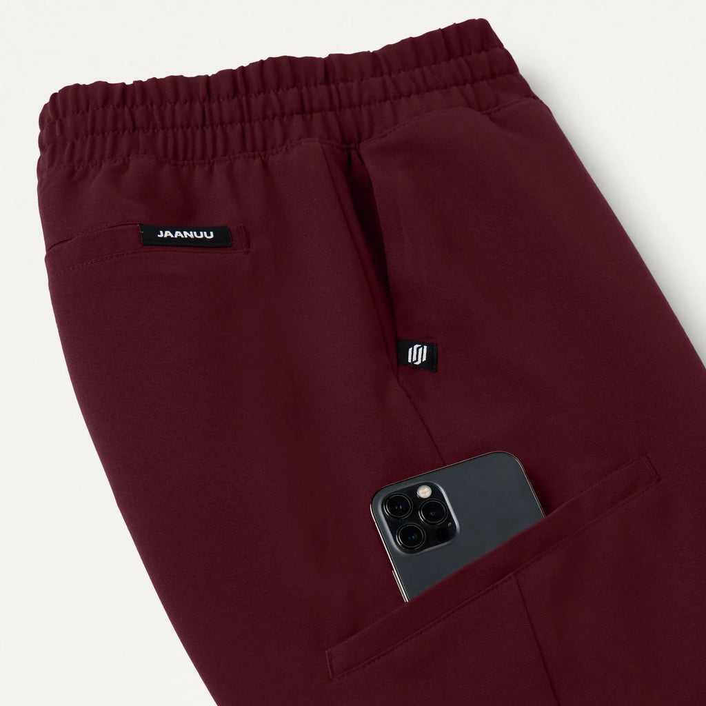 Jaanuu Scrubs Women's Jace Skinny On-the-Go Scrub Jogger Burgundy | scrub-supply.com