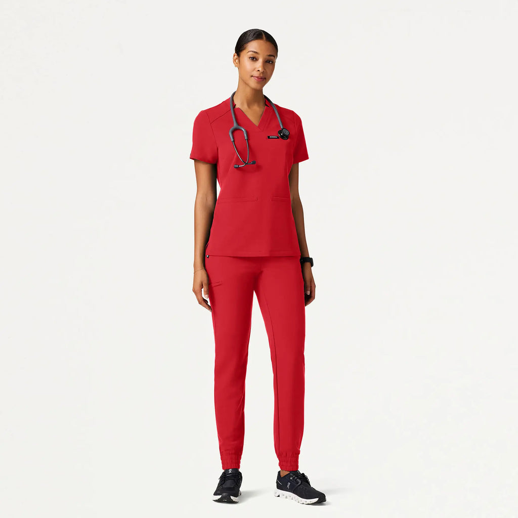 Jaanuu Scrubs Women's Jace Skinny On-the-Go Scrub Jogger Brilliant Red | scrub-supply.com