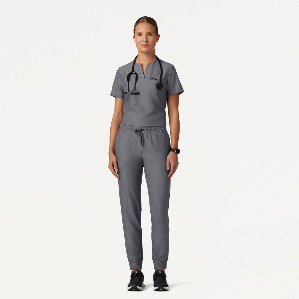 Jaanuu Scrubs Women's Jace Skinny On-the-Go Scrub Jogger Heather Gray | scrub-supply.com