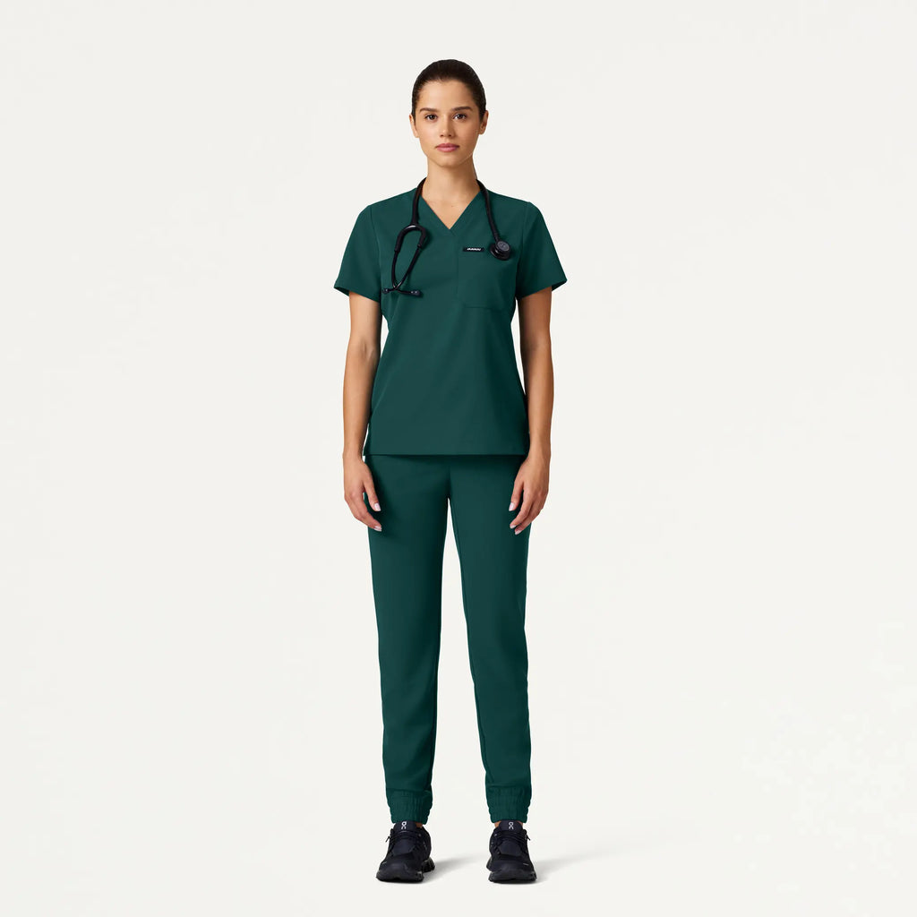 Jaanuu Scrubs Women's Jace Skinny On-the-Go Scrub Jogger Midnight Green | scrub-supply.com