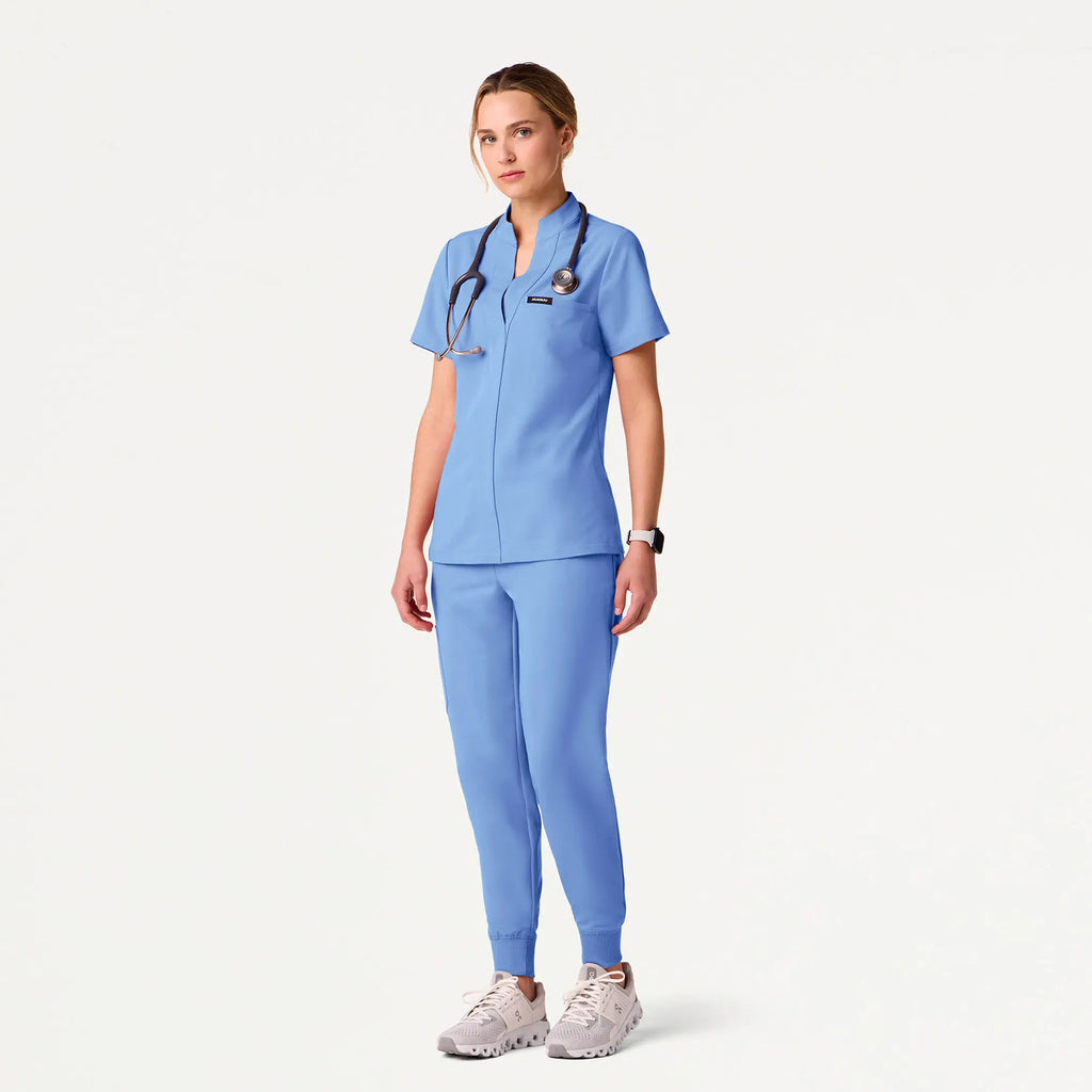 Jaanuu Scrubs Women's Silex Slim High Waisted Scrub Jogger Ceil Blue | scrub-supply.com