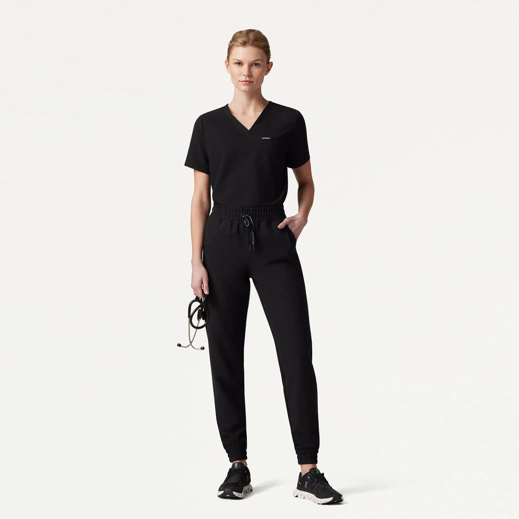 Jaanuu Scrubs Women's Kerr 365 High Waisted Scrub Jogger Black | scrub-supply.com