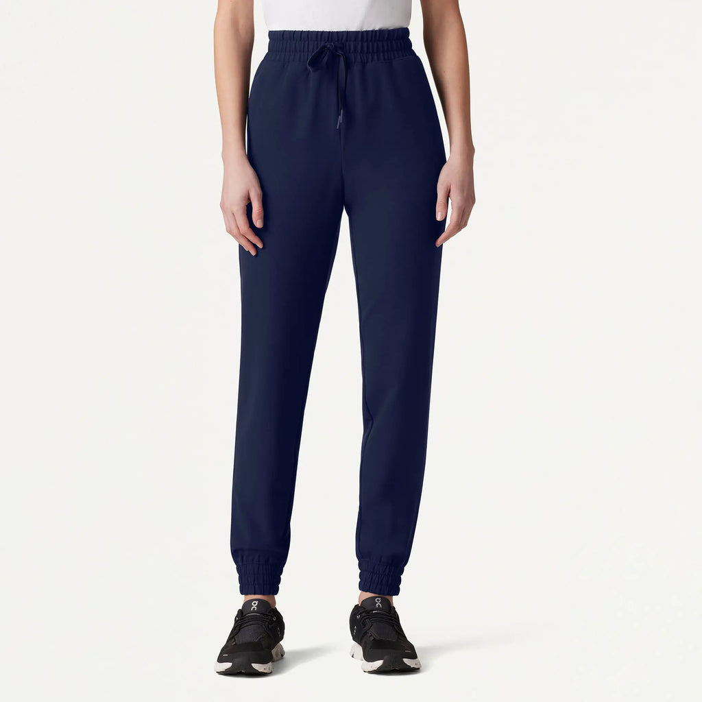 Jaanuu Scrubs Women's Kerr 365 High Waisted Scrub Jogger Midnight Navy | scrub-supply.com