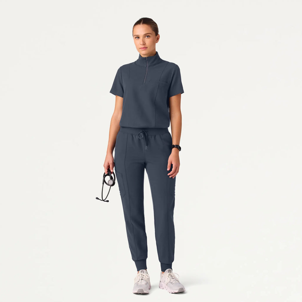 Jaanuu Scrubs Women's Liv Skinny 8-Pocket Scrub Jogger Carbon Gray | scrub-supply.com