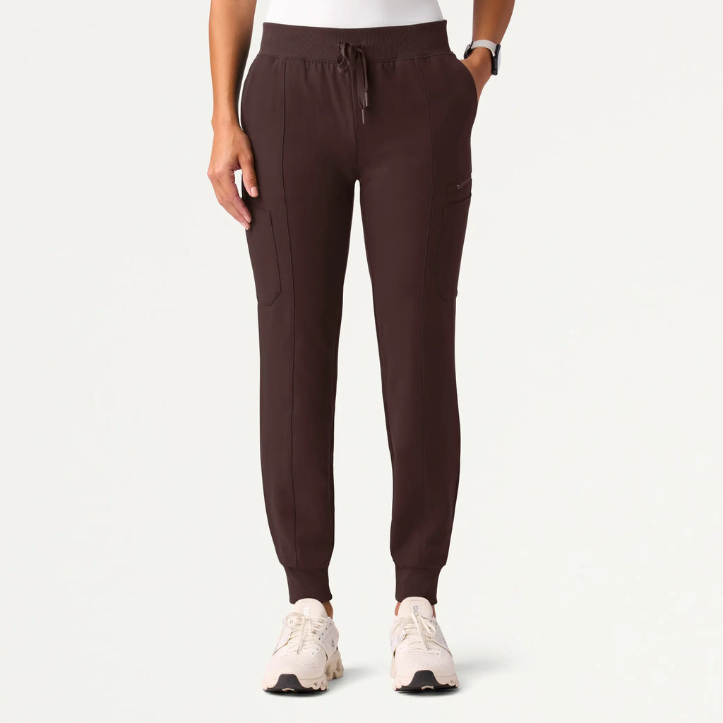 Jaanuu Scrubs Women's Liv Skinny 8-Pocket Scrub Jogger Dark Brown | scrub-supply.com