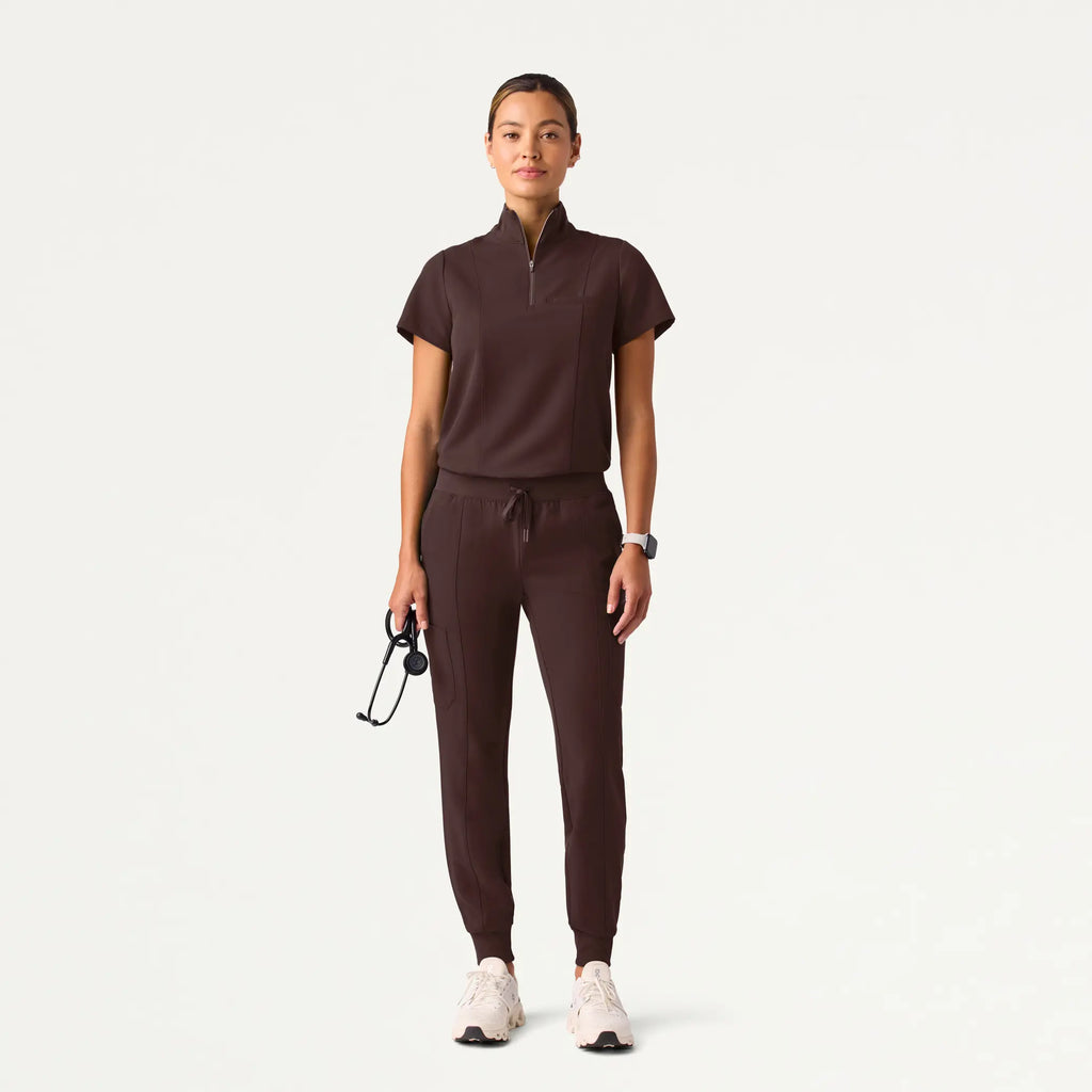 Jaanuu Scrubs Women's Liv Skinny 8-Pocket Scrub Jogger Dark Brown | scrub-supply.com