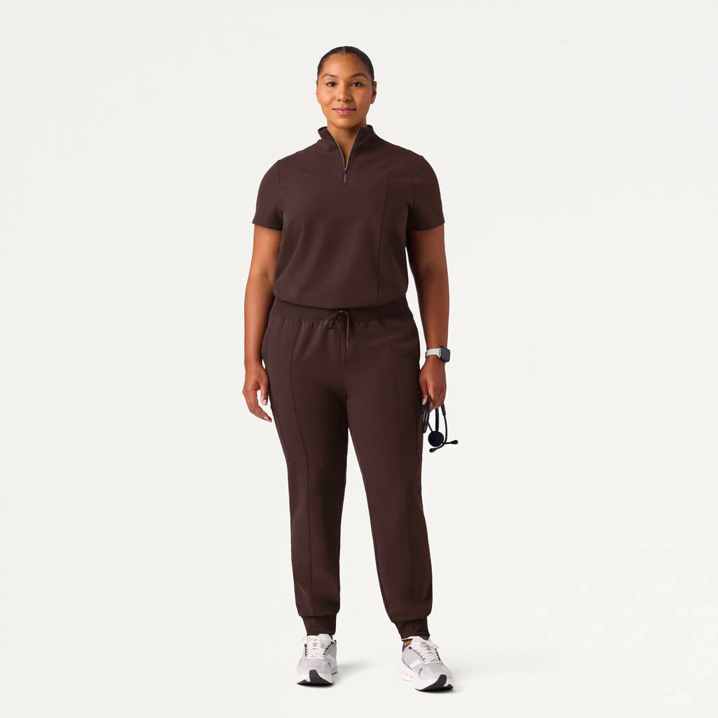 Jaanuu Scrubs Women's Liv Skinny 8-Pocket Scrub Jogger Dark Brown | scrub-supply.com