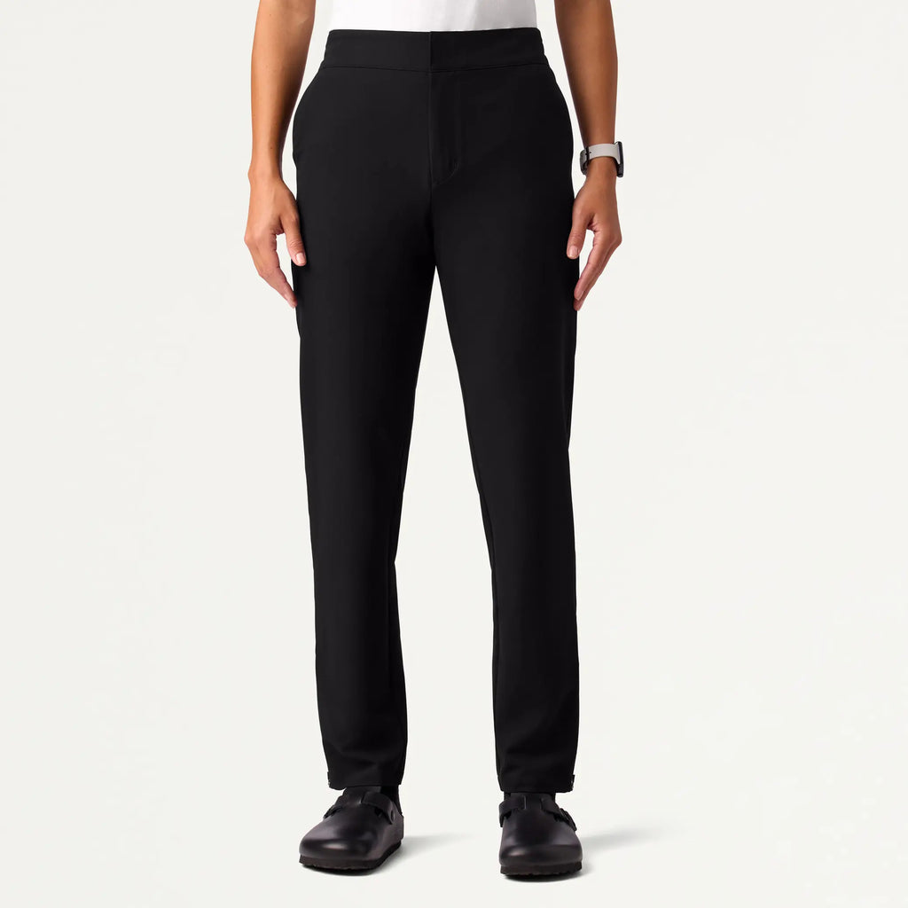 Jaanuu Scrubs Women's Skyler Slim Zip-Fly Scrub Pant Black | scrub-supply.com