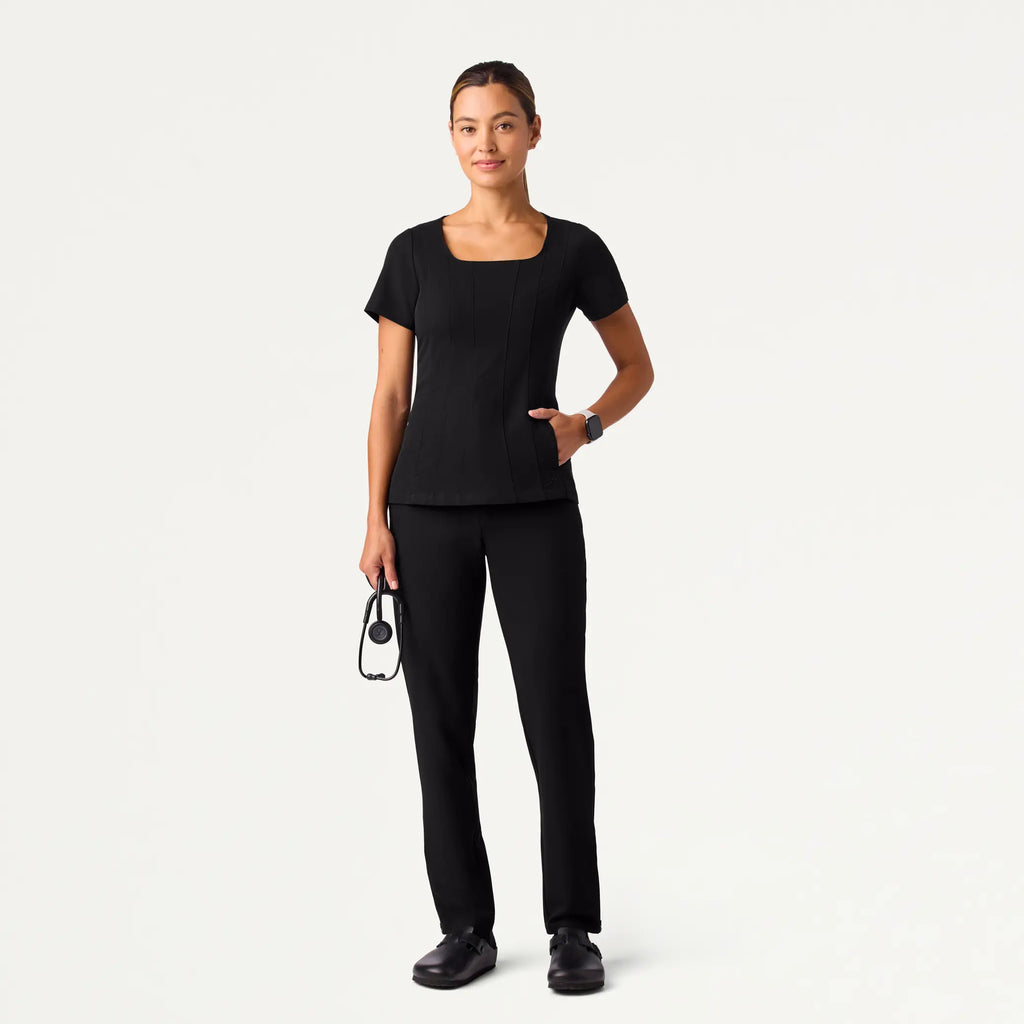 Jaanuu Scrubs Women's Skyler Slim Zip-Fly Scrub Pant Black | scrub-supply.com