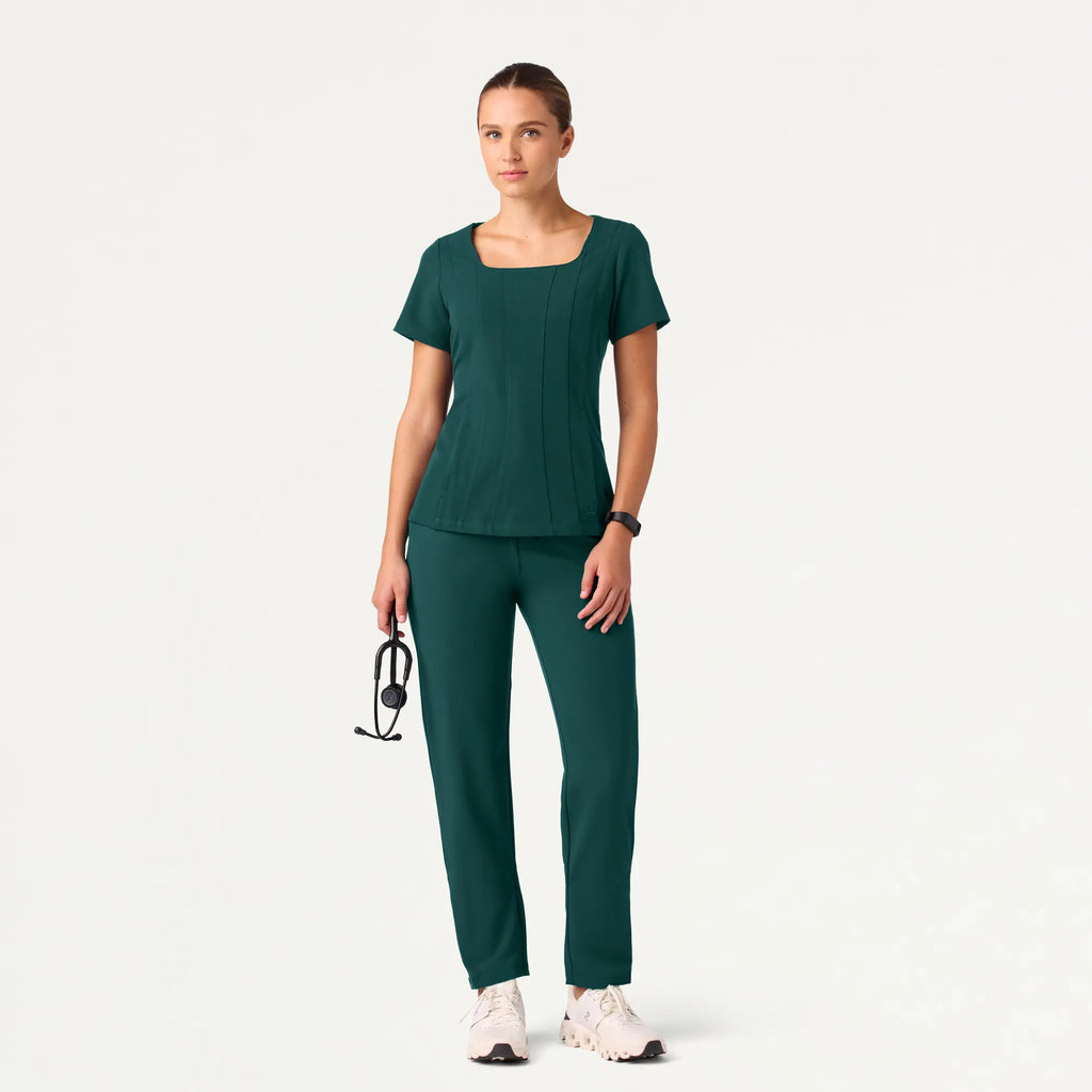 Jaanuu Scrubs Women's Skyler Slim Zip-Fly Scrub Pant Midnight Green | scrub-supply.com