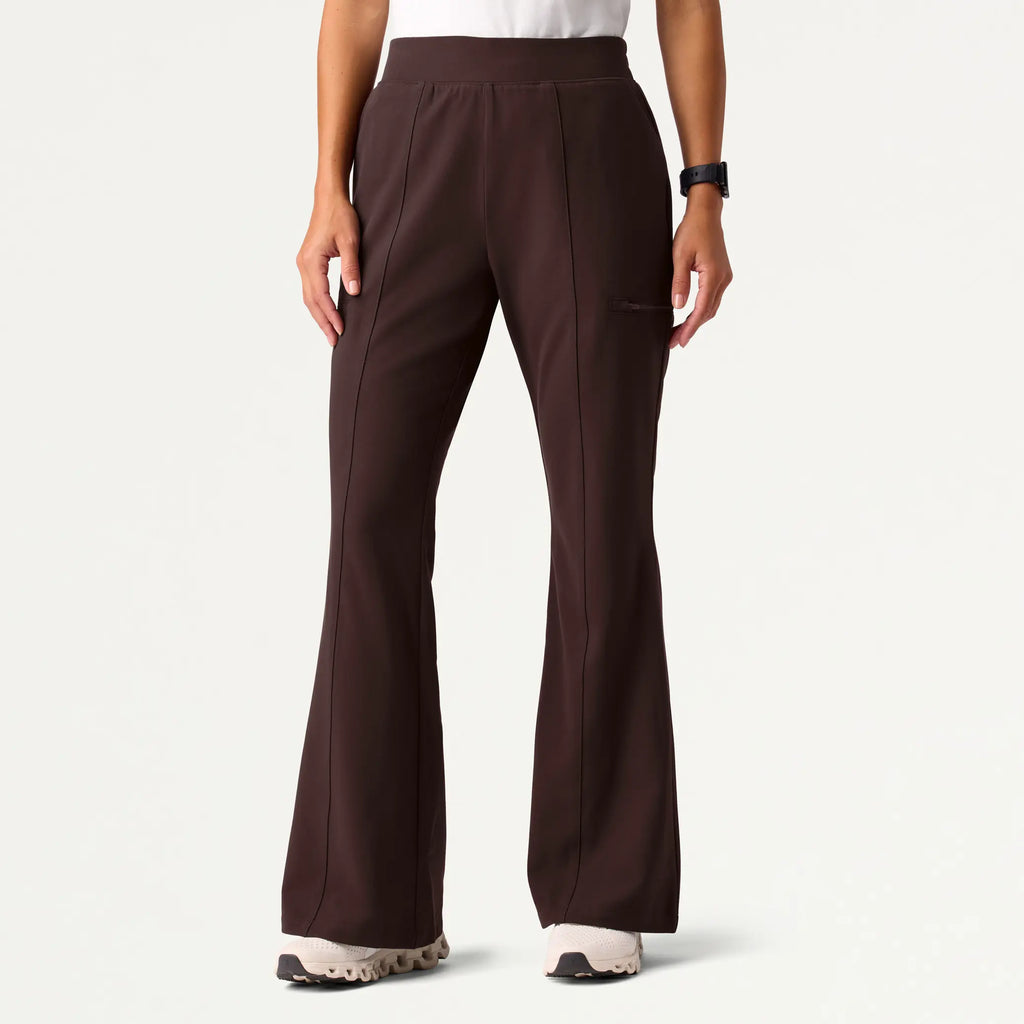 Jaanuu Scrubs Women's Harper Slim High Waisted Scrub Pant Dark Brown | scrub-supply.com