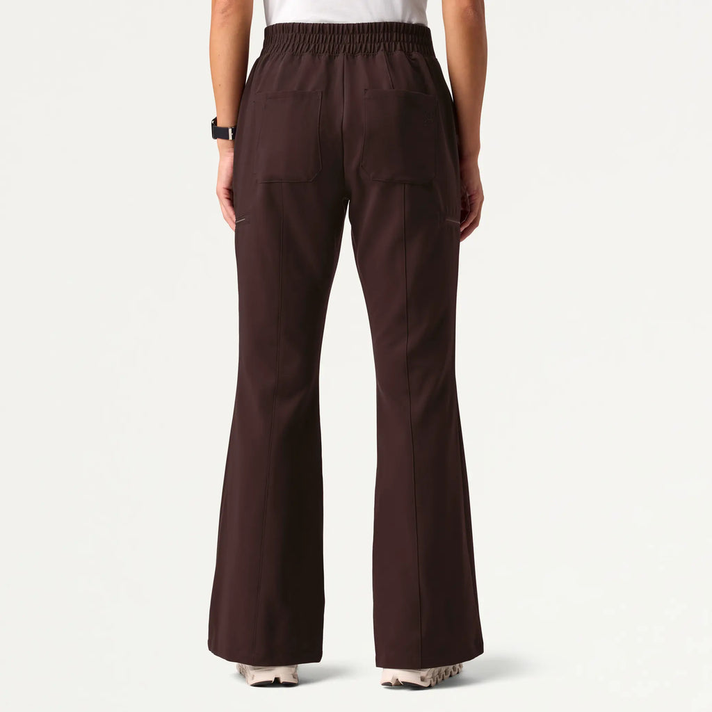 Jaanuu Scrubs Women's Harper Slim High Waisted Scrub Pant Dark Brown | scrub-supply.com