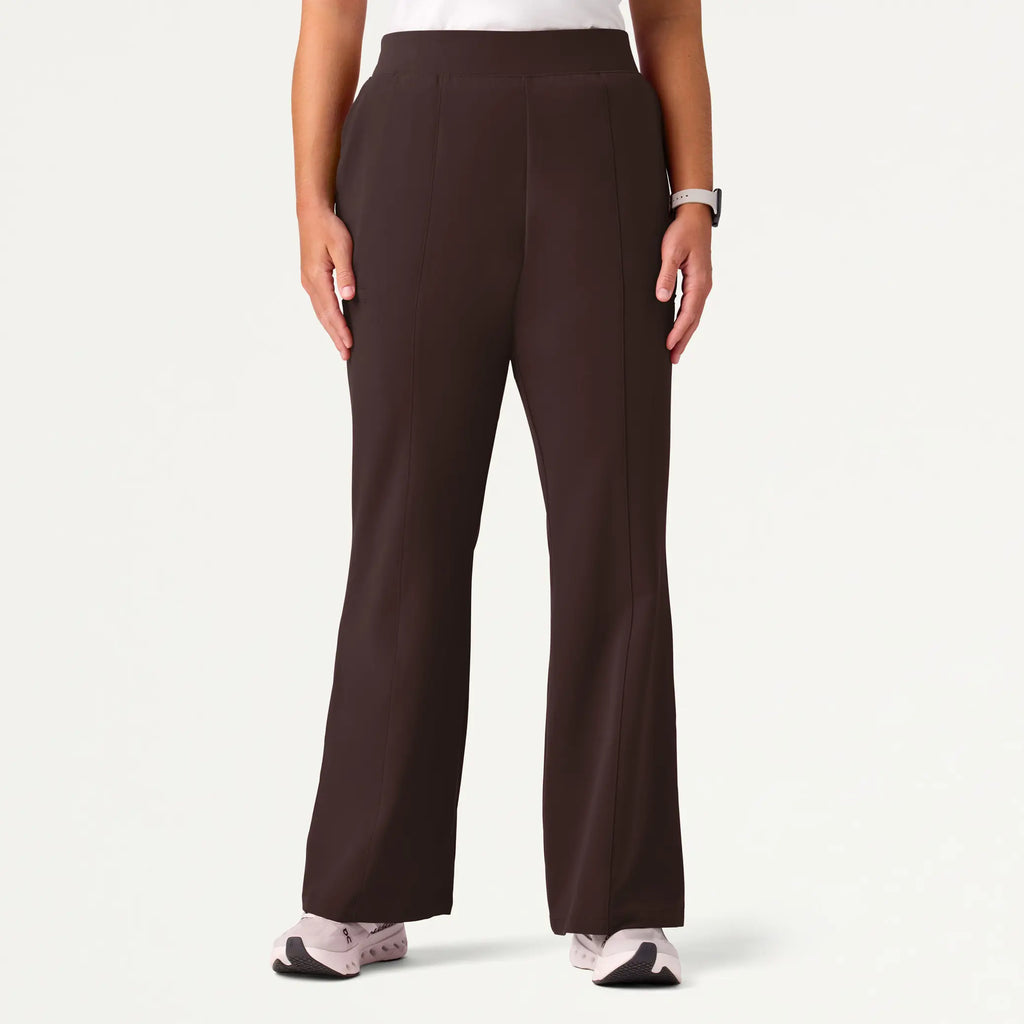 Jaanuu Scrubs Women's Harper Slim High Waisted Scrub Pant Dark Brown | scrub-supply.com