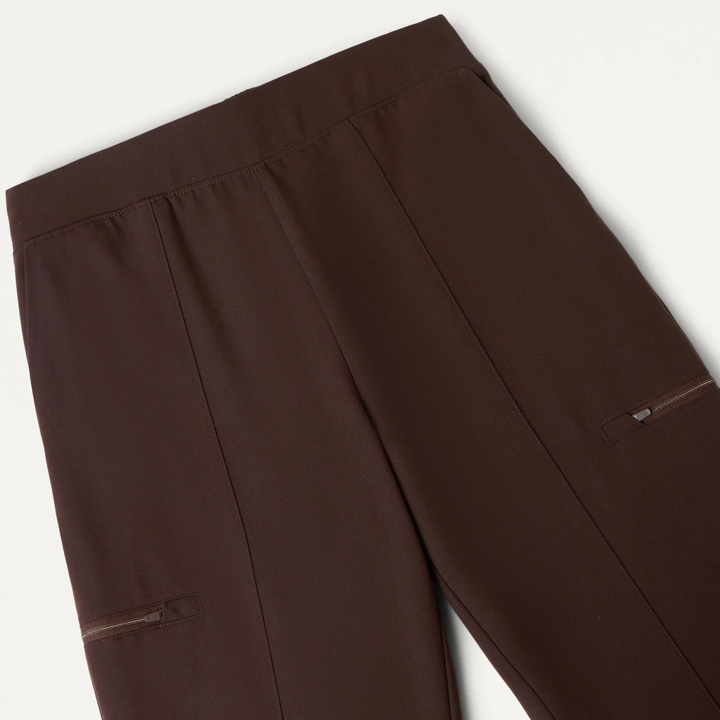 Jaanuu Scrubs Women's Harper Slim High Waisted Scrub Pant Dark Brown | scrub-supply.com