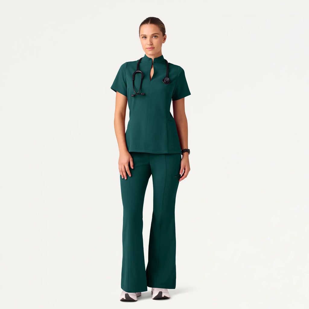 Jaanuu Scrubs Women's Harper Slim High Waisted Scrub Pant Midnight Green | scrub-supply.com