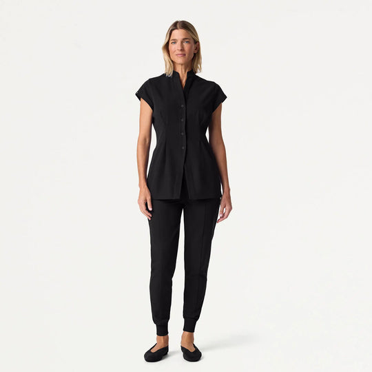 Jaanuu Scrubs Women's Willow Slim High Waisted Scrub Jogger Black | scrub-supply.com