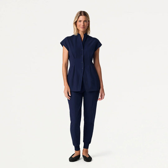 Jaanuu Scrubs Women's Willow Slim High Waisted Scrub Jogger Midnight Navy | scrub-supply.com