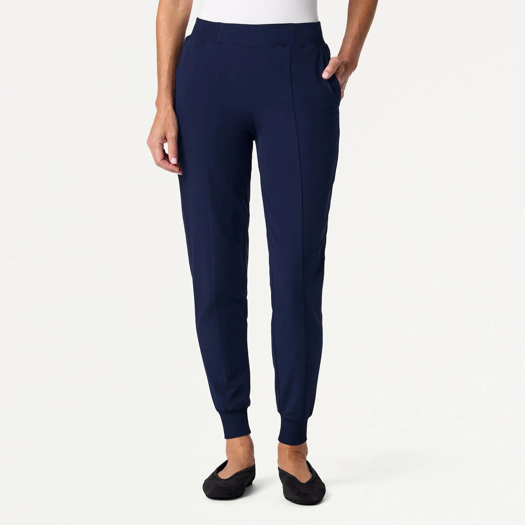 Jaanuu Scrubs Women's Willow Slim High Waisted Scrub Jogger Midnight Navy | scrub-supply.com
