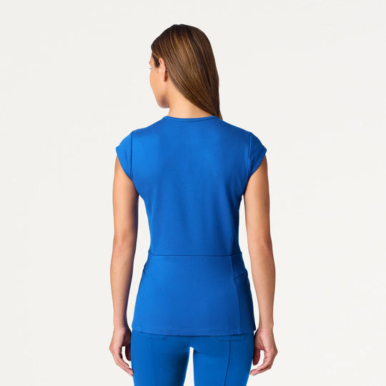Jaanuu Scrubs Women's Isla Mock-Wrap ULTRAsoft Scrub Top Royal Blue | scrub-supply.com