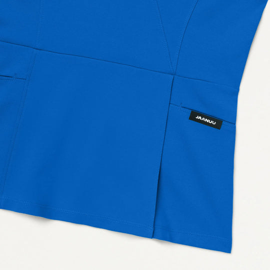 Jaanuu Scrubs Women's Isla Mock-Wrap ULTRAsoft Scrub Top Royal Blue | scrub-supply.com