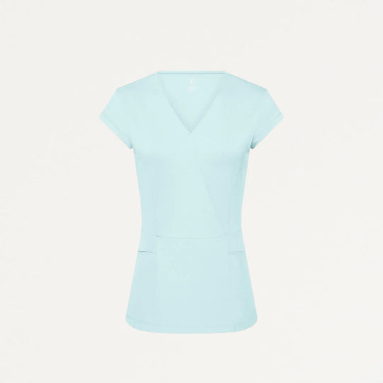Jaanuu Scrubs Women's Isla Mock-Wrap ULTRAsoft Scrub Top Sky Blue | scrub-supply.com