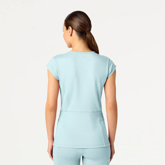 Jaanuu Scrubs Women's Isla Mock-Wrap ULTRAsoft Scrub Top Sky Blue | scrub-supply.com
