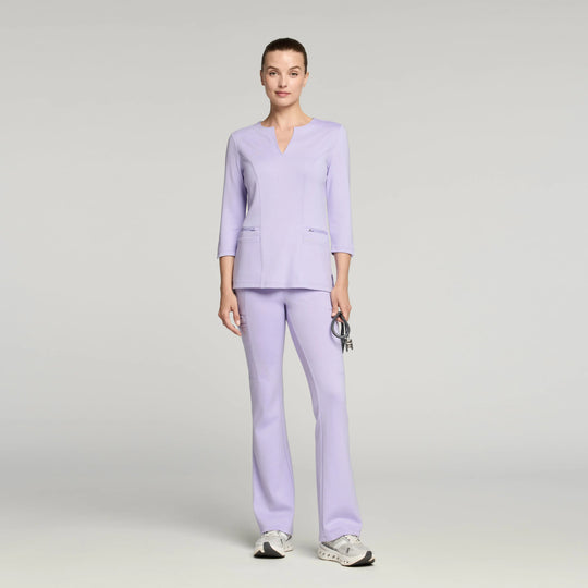 Jaanuu Scrubs Women's Zoe Slim 3/4-Sleeve ULTRAsoft Scrub Top Lavender | scrub-supply.com