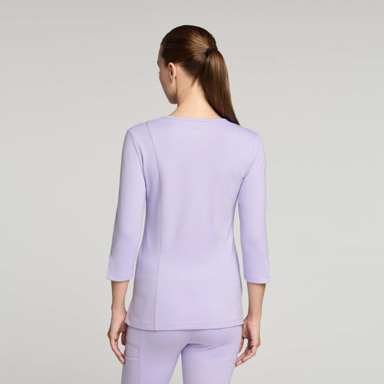 Jaanuu Scrubs Women's Zoe Slim 3/4-Sleeve ULTRAsoft Scrub Top Lavender | scrub-supply.com