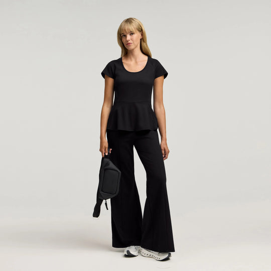 Jaanuu Scrubs Women's Sorrell Peplum Scrub Top Black | scrub-supply.com