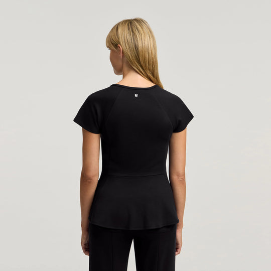 Jaanuu Scrubs Women's Sorrell Peplum Scrub Top Black | scrub-supply.com
