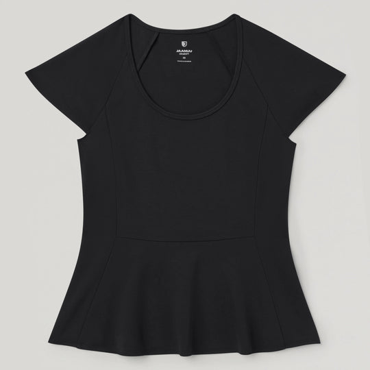 Jaanuu Scrubs Women's Sorrell Peplum Scrub Top Black | scrub-supply.com