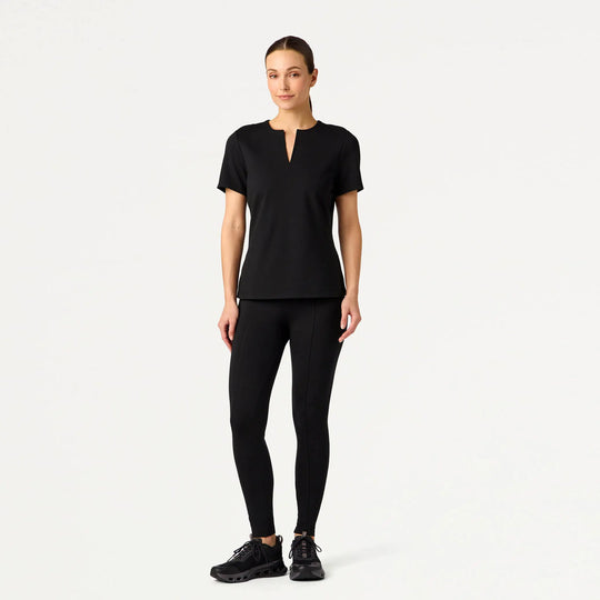 Jaanuu Scrubs Women's Sloane Slim Scrub Top Black | scrub-supply.com