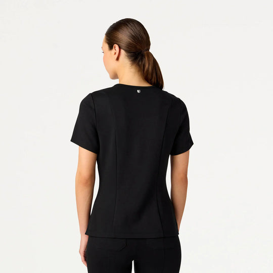 Jaanuu Scrubs Women's Sloane Slim Scrub Top Black | scrub-supply.com