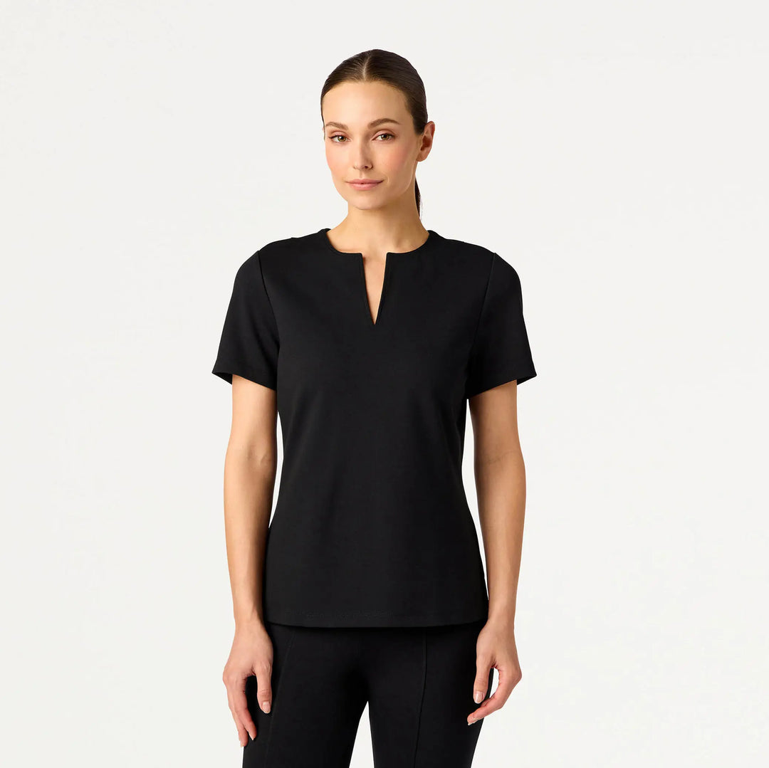 Jaanuu Scrubs Women's Sloane Slim Scrub Top Black | scrub-supply.com