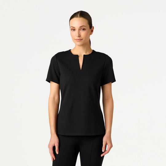 Jaanuu Scrubs Women's Sloane Slim Scrub Top Black | scrub-supply.com
