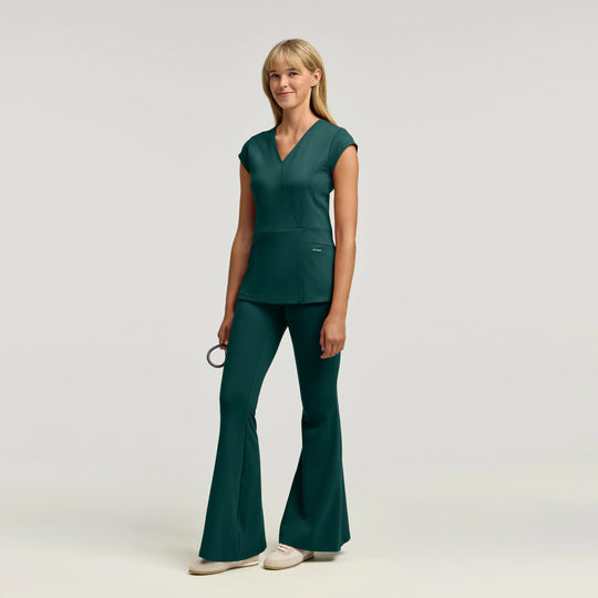 Jaanuu Scrubs Women's Nyla Super-Flare Scrub Pant Midnight Green | scrub-supply.com