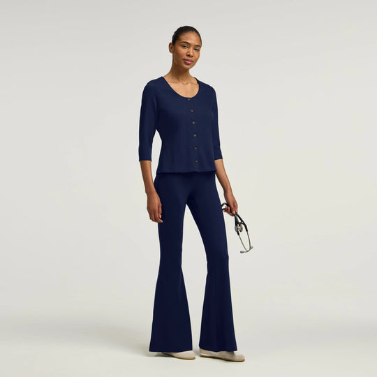 Jaanuu Scrubs Women's Nyla Super-Flare Scrub Pant Midnight Navy | scrub-supply.com