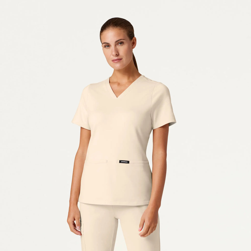 Jaanuu Scrubs Women's Cesi Slim ULTRAsoft Scrub Top Sand | scrub-supply.com