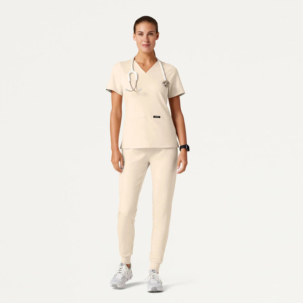 Jaanuu Scrubs Women's Cesi Slim ULTRAsoft Scrub Top Sand | scrub-supply.com