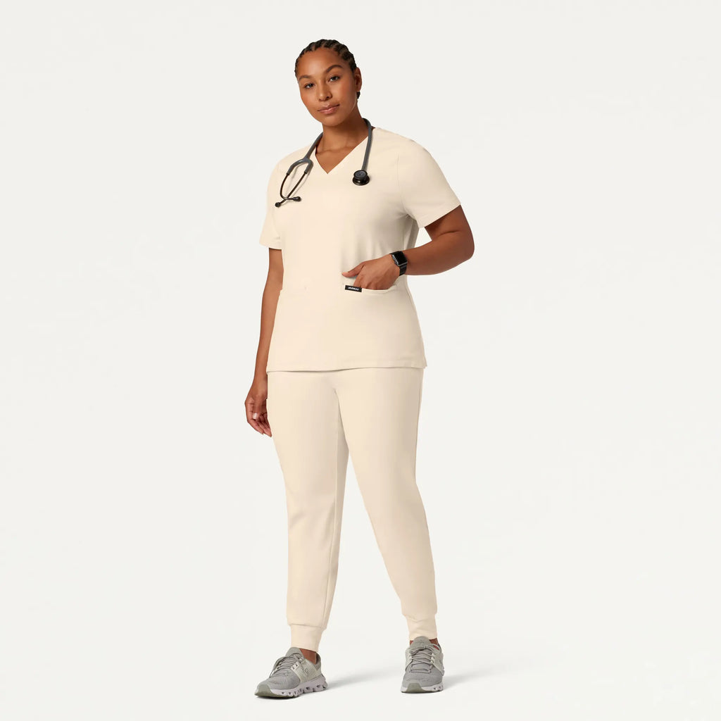 Jaanuu Scrubs Women's Cesi Slim ULTRAsoft Scrub Top Sand | scrub-supply.com