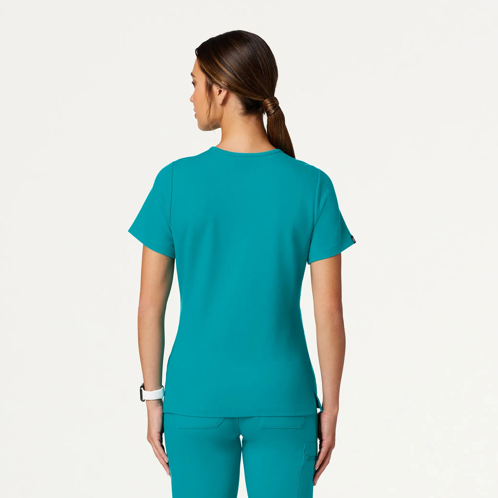 Jaanuu Scrubs Women's Cesi Slim ULTRAsoft Scrub Top Aqua | scrub-supply.com