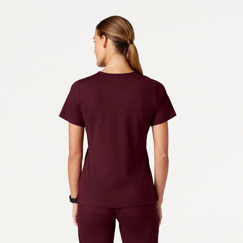 Jaanuu Scrubs Women's Cesi Slim ULTRAsoft Scrub Top Burgundy | scrub-supply.com