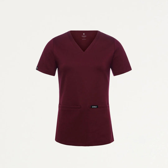 Jaanuu Scrubs Women's Cesi Slim ULTRAsoft Scrub Top Burgundy | scrub-supply.com