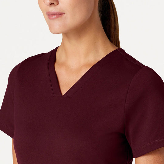 Jaanuu Scrubs Women's Cesi Slim ULTRAsoft Scrub Top Burgundy | scrub-supply.com