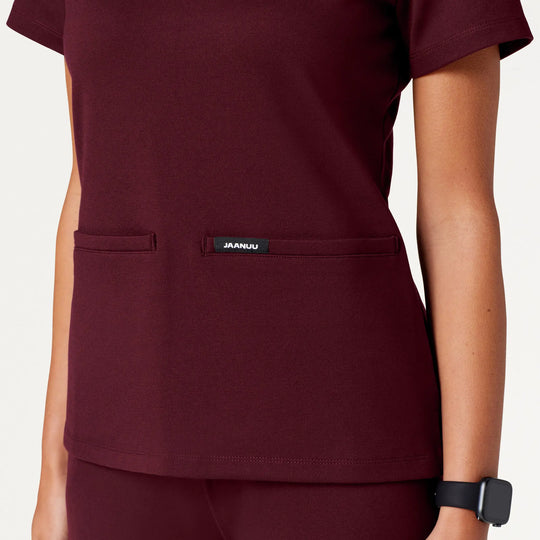 Jaanuu Scrubs Women's Cesi Slim ULTRAsoft Scrub Top Burgundy | scrub-supply.com